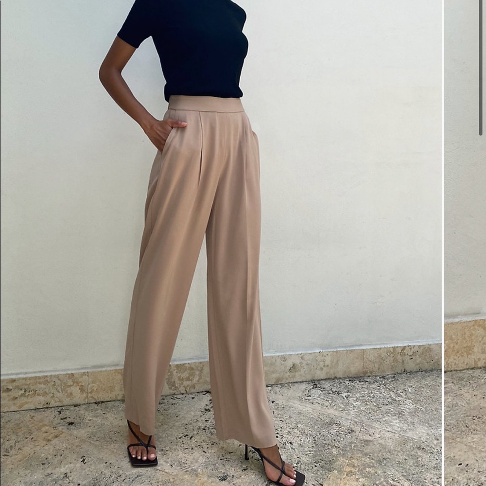 Aritzia Wide Leg Trousers in Beige